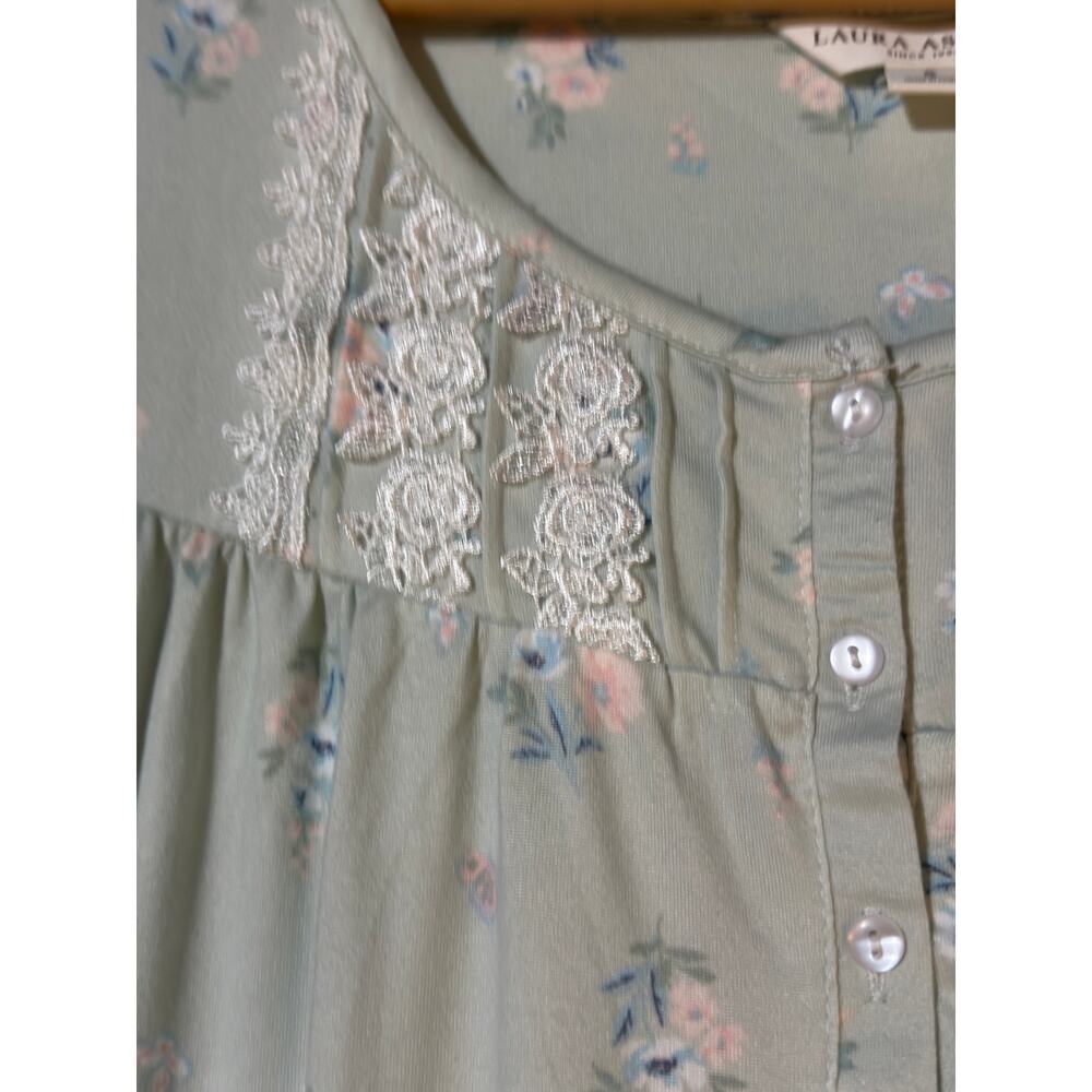 Laura Ashley Nightgown Floral Cotton Sleep Dress Short Sleeve Size Small - Picture 4 of 8